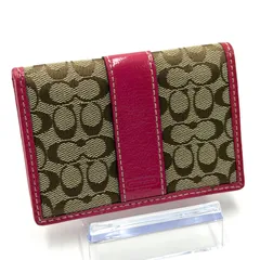 コーチ COACH シグネチャー カードケース パスケース レディース ピンク ブラウン レザー