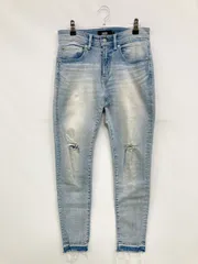 AZUL by MOUSSY アズールバイマウジー デニムパンツ S スカイブルー フルレングス 無地 スキニー・タイト テーパード レギュラー ヴィンテージ クラッシュ・ダメージ