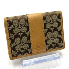 コーチ COACH シグネチャー カードケース パスケース 男女兼用 ブラウン シルバー金具 レザー