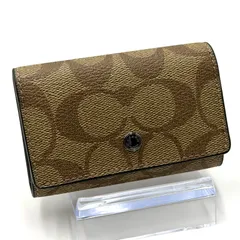 コーチ COACH シグネチャー 5連キーケース コンパクト 男女兼用 ブラウン ブラック ブラック金具 レザー