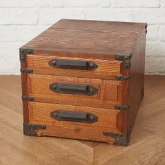 時代箪笥 小引き出し 鉄金具 チェスト 3段 欅 整理タンス 和箪笥 小物入れ 抽斗 木製 民芸箪笥 収納 和家具 和室 年代物 古民具 99061