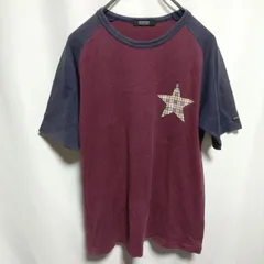 BURBERRY BLACK LABEL バーバリーブラックレーベル 半袖 Tシャツ サイズ2 エンジ×ネイビー