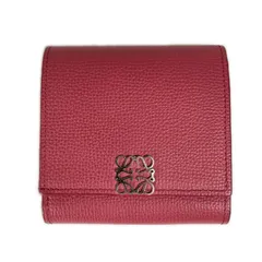 LOEWE アナグラム トライフォールド ウォレット レザー ピンク 財布 シルバー