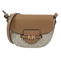 MICHAEL KORS MKシグネチャー レザー×PVC ベージュ×ホワイト ショルダーバッグ ゴールド
