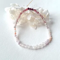 『桜・花びら』ルビー、ロードナイト、トルマリン、ピンクエピソード、クンツァイト、オパール、ローズクォーツ、ムーンストーンのゴムブレスレット　天然石/誕生石/ピンク/3-4mm