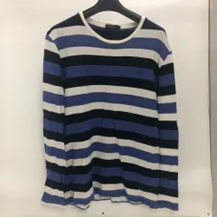02w23687 ブラックレーベル・クレストブリッジ BLACK LABELCRESTBRIDGE  ボーダー柄 ロンT  ホワイト L  中国製 メンズ  長袖Ｔシャツ  コットン  51P21-420-26  【中古品】