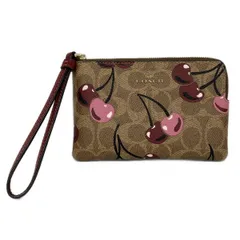 COACH(コーチ) ポーチ シグネチャー柄 CZ450 カーキ×ボルドー×マルチ