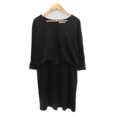 B&Y ユナイテッドアローズ BEAUTY&YOUTH ビューティー&ユース ワンピース ひざ丈 七分袖 黒 ブラック /YK35のサムネイル