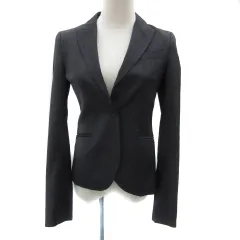 セオリー Theory テーラードジャケット ミドル丈 シングルボタン 総裏地 ストライプ柄 2 黒 ブラック /YS26