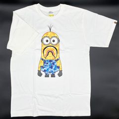 [쿠폰 대상] A BATHING APE BAPE MINIONS CAMO SHARK 미니언 콜라보레이션 T 셔츠 화이트 M 사이즈