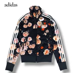 adidas アディダス ファイヤーバード 花柄 薔薇 総柄 トラックジャケット ジャージ XS ブラック