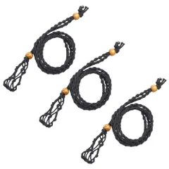 [ideamall] ペンダントホルダー パワーストーン ネックレス 紐 マクラメ編み 手作り 3本セット (ブラック) [ブラック]