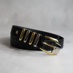 VERSACE ヴェルサーチェ / ヴィンテージコンビメタルベルト エンボスクロコダイル 4連ループ ブラック ゴールド シルバー GIANNI VERSACEのサムネイル