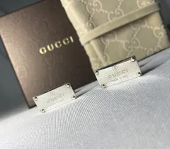 希少 GUCCI グッチ ブランドロゴ文字 スターリングシルバー SV925 スクエアカフス カフリンクス ボタン メンズアクセサリー 付属品あり