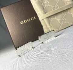 希少 GUCCI グッチ ブランドロゴ文字 スターリングシルバー SV925 スクエアカフス カフリンクス ボタン メンズアクセサリー 付属品ありのサムネイル