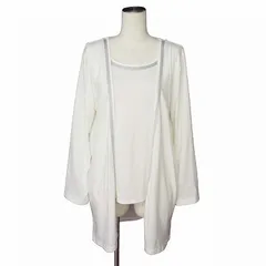 オットー コレクション OTTO collection アンサンブル カーディガン ロング 羽織 ノースリーブ ラメ ライン L 白 ホワイト