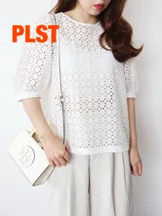 プラステ PLST カットワークレースブラウス（半袖） PLST(プラステ)公式 | カットワークレースブラウス（半袖）(レディース)