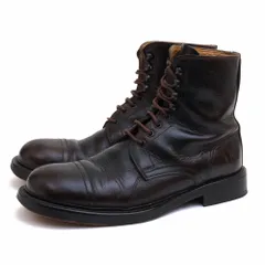 ドルガバ／DOLCE＆GABBANA レースアップブーツ シューズ 靴 メンズ 男性 男性用レザー 革 本革 ダークブラウン 茶 ブラウン  キャップトゥ