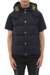 ソフネット／SOPHNET. ダウンベスト ダウンジャケット JKT アウター メンズ 男性 男性用ポリエステル ネイビー 紺  SOPH-123027 2LAYER WOOL HOOD DOWN VEST フード付き 迷彩・カモフラージュ柄