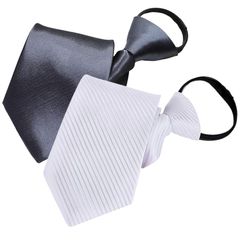 【新品】 [RENASYS] ネクタイ 白 黒 2本セット ワンタッチ フォーマル 無地 ファスナー式 セルフネクタイ 冠婚葬祭 結婚式 葬式 (ワンタッチネクタイ) 1