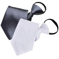 【新品】 [RENASYS] ネクタイ 白 黒 2本セット ワンタッチ フォーマル 無地 ファスナー式 セルフネクタイ 冠婚葬祭 結婚式 葬式 (ワンタッチネクタイ) 1
