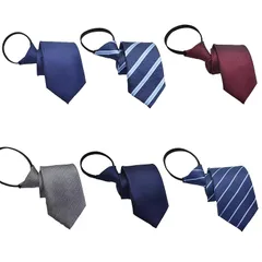 【新品】 [潤木社] ワンタッチ ネクタイ 6本 セット 3秒装着 人気 カジュアル 無地 簡単 おしゃれ 礼服 入学式 成人式 卒業式 就活 紳士 結ばないネクタイ 洗える (color) 1