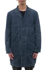 ユニフォームエクスペリメント／uniform experiment ステンカラーコート ジャケット JKT アウター メンズ 男性 男性用コットン 綿 キャンバス ブルー 青  UE-192042 DAMAGED SHOP COAT ショップコート デニム ウ