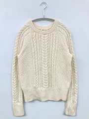 GAP ギャップ ニット/セーター M アイボリー コットン 無地 ミドル丈 長袖 クルーネック(丸首)