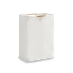 折りたたみ式 大容量 ランドリーバスケット 撥水加工 取っ手付き 洗濯カゴ 衣類収納 ホワイト 自立式 省スペース ((39×27×52cm))