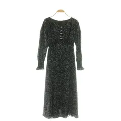 トッコ TOCCO ウエストりぼん付きパール&フリル装飾ドットワンピース ロング M ブラック /DF ■OS