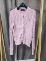 ポール ラルフローレン ピンク ケーブル編み カーディガン S