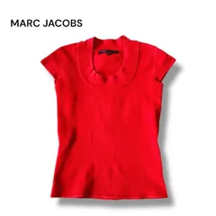 MARC JACOBS マークジェイコブス レナウン期 Sサイズ レッド コットンニットトップス 半袖 上品シルエット　トップス　カットソー　赤　レッド　古着のサムネイル