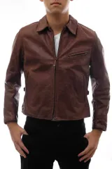エアロレザー／Aero LETHER シングルライダース ジャケット JKT アウター メンズ 男性 男性用 レザー 革 本革 ブラウン 茶  HIGHWAYMAN ハイウェイマンのサムネイル
