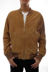 アルチザン／ARTISAN ブルゾン ジャケット JKT アウター メンズ 男性 男性用 スエード スウェード レザー 革 本革 ブラウン 茶  59-31LF01 裏地花柄 リブ アルチザン／ARTISAN ブルゾン ジャケット JKT アウター メンズ 男性