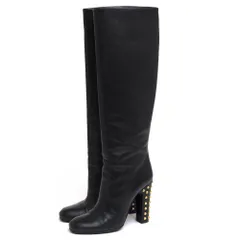 グッチ／GUCCI ロングブーツ シューズ 靴 レディース 女性 女性用レザー 革 本革 ブラック 黒  297199 Jacquelyne Tall Boots プレーントゥ スタッズ