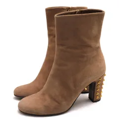 グッチ／GUCCI ミドル丈ブーツ シューズ 靴 レディース 女性 女性用スエード スウェード レザー 革 本革 ブラウン 茶  297200 ヒールスタッズ