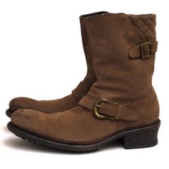 アルフレッド バニスター／alfredoBANNISTER エンジニアブーツ シューズ 靴 メンズ 男性 男性用スエード スウェード レザー 革 本革 ブラウン 茶  5291005001 キルティング サイドジップ