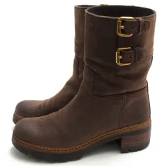 プラダ／PRADA エンジニアブーツ シューズ 靴 レディース 女性 女性用 スエード スウェード レザー 革 本革 ダークブラウン 茶 ブラウン  3U5360 SCAMOSCIATO OLD EBANO ショートエンジニア プレーントゥ