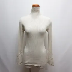 ユニクロ UNIQLO × Mame Kurogouchi マメクロゴウチ 3D リブ ハイネック セーター M オフホワイト 長袖 ニット カットソー