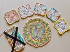 【匿名配送】レース編み　ドイリー敷物&コースター5枚②