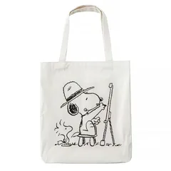 【新品】 [Willsmiile] スヌーピー トートバッグ キャンバス エコバッグ 買い物袋 軽量 通勤 肩掛け 帆布包 コンビニ アニメ グッズ キャラクター 人気 プレゼント(デザイン2) 1