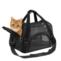 【特価セール】RHINOCATS キャリー バッグ ペットキャリー ショルダー 手提げ 猫・小型犬用 5kg耐荷重 3way キャリー バッグ お洒落 通気性 折りたたみ おでかけ 旅行 通院 防災 Sサイズ 黒