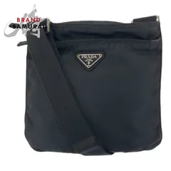 PRADA プラダ テスート 三角ロゴプレート ブラック 黒 シルバー金具 ナイロン ショルダーバッグ ポシェット レディース 505729【中古】