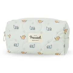 【新品】 [precatch] ポーチ アクセサリー収納 帆布 小銭入れ レディース コンパクト キャラクター 子猫 幅19.5cmx高さ10.5cmx底幅6.5cm ホワイト 1