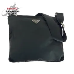 PRADA プラダ テスート 三角ロゴプレート ブラック 黒 シルバー金具 ナイロン ショルダーバッグ サコッシュ レディース 506597【中古】