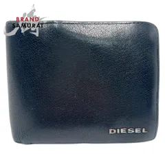 DIESEL ディーゼル ブラック 黒 レザー 二つ折り財布 折財布 コンパクトウォレット メンズ 600546【中古】