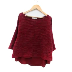 グローブ grove カットソー ラウンドネック 五分袖 レイヤード風 M ボルドー /HO16