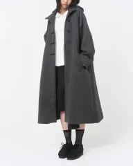 ミーソウル フーディー ロング ダッフルコート トグルボタン コート チャコール