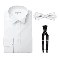 【新品】 [ドレスコード101] 新郎小物3点セット ウィングカラーシャツ 蝶ネクタイ サスペンダー 0