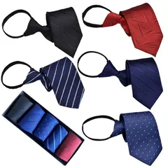 【新品】 [BetterJonny] 【5本セット】 ワンタッチネクタイ, 長約48cm男性用ネクタイ調節可能なメンズファスナー3秒装着結ばない 簡単 ジッパー式 ワンタッチ適用ビジネスブライダルオフィススクールパーティーシャツアクセサリー [並行輸入品] 0